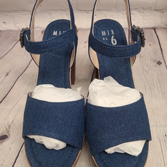 Mix No. 6 Carinda Indigo/Soft Denim Platform Sandals - Size 9.5M - Picture 2 of 7